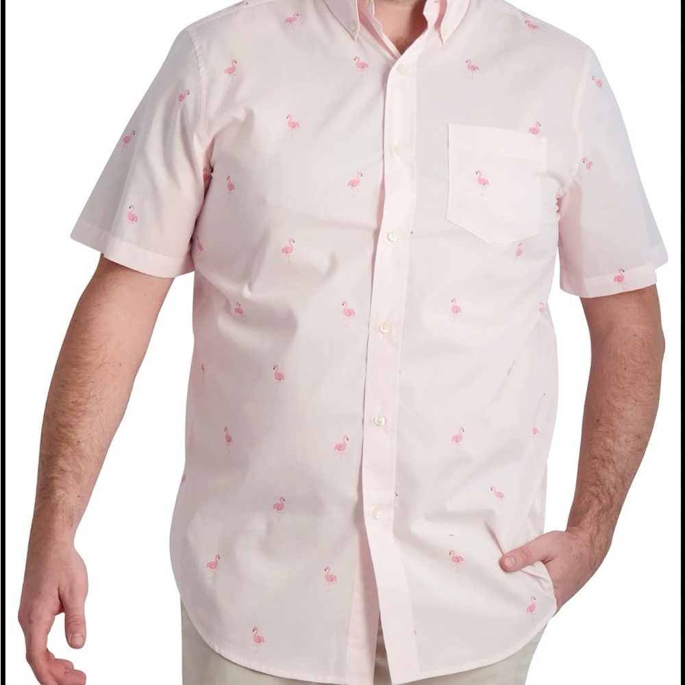 Chaps Pink Flamingo Print Casual Shirt